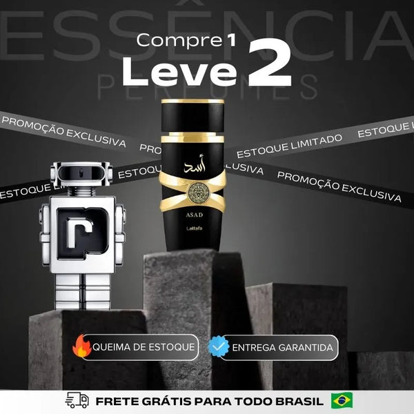Kit 2 Perfumes Masculinos Importados (100ml cada)  - Asad Lattafa + Rabanne Phantom