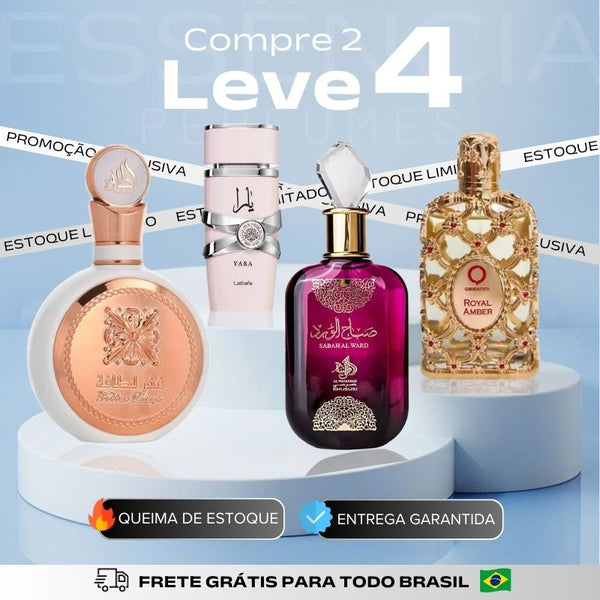 KIT 4 PERFUMES IMPORTADOS ÁRABES 100ml CADA (FAKHAR+YARA+ROYAL+SARAH AL WARD)