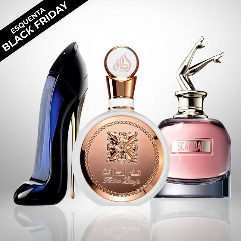 KIT 3 PERFUMES FEMININOS IMPORTADOS (100ml cada) | GOOD GIRL + FAKHAR ROSE + SCANDAL [ESQUENTA BLACK FRIDAY]